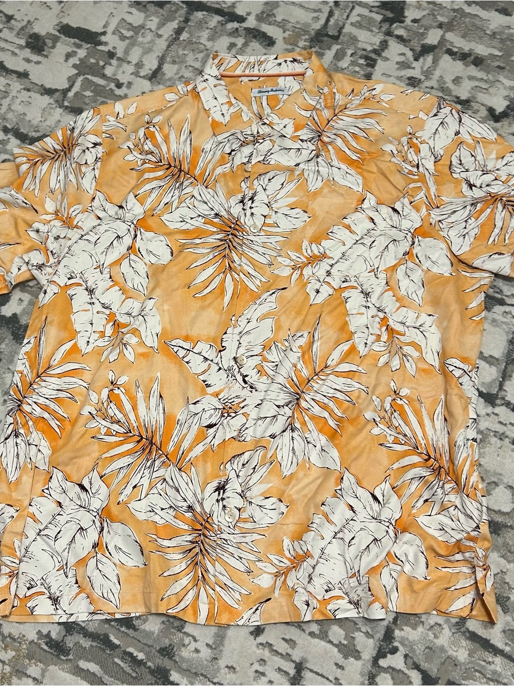 Men's Tommy Bahama Orange Floral Short-Sleeve Shirt
